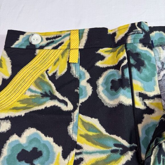 Mon Petit Oiseau Anthropologie Skirt Sz S Black Yellow Blue Floral Cotton Unusua - Picture 10 of 12
